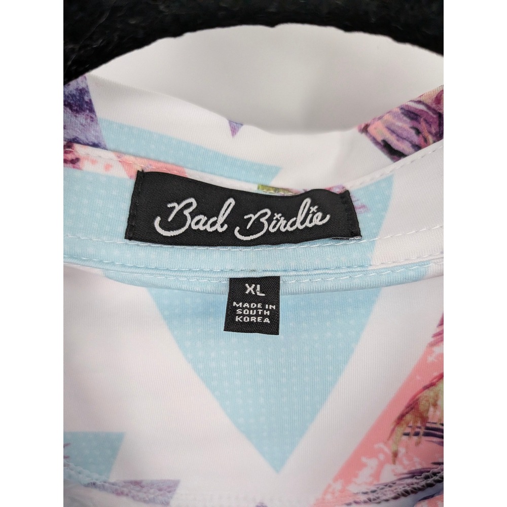 Bad Birdie Sleeveless Golf Polo in Pastel Pink, Light Blue, Lavender & White - Picture 3 of 6